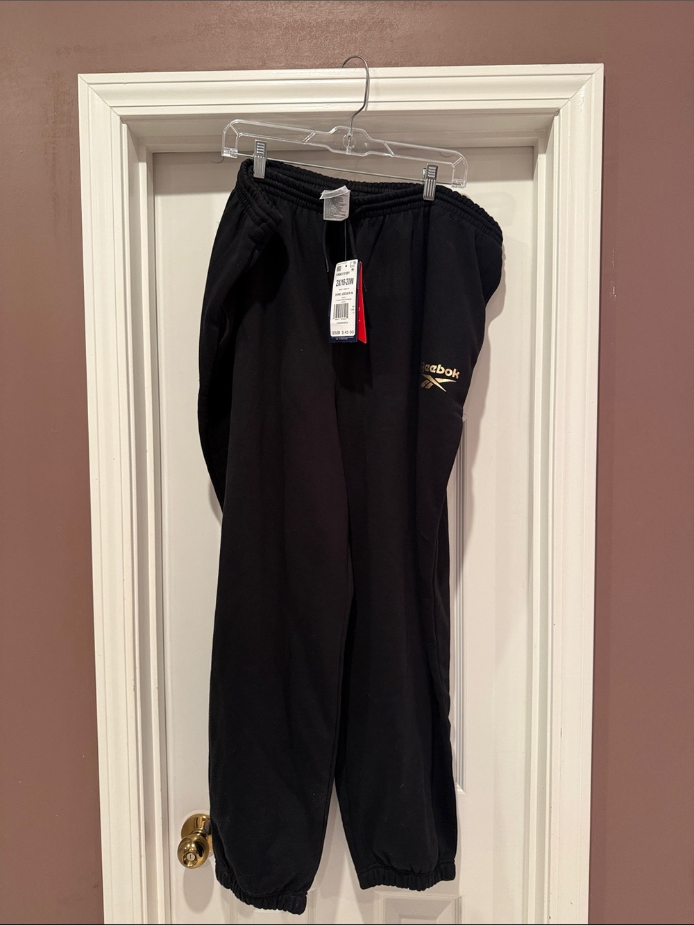 Reebok Black Jogger Sweatpants with Gold Accent